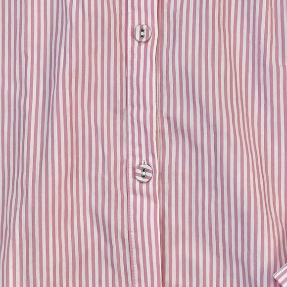 Princess Polly Chloe Button Down Poplin Shirt Long Sleeve Pink Stripe Size 12 - Picture 2 of 7